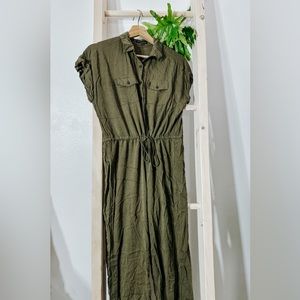 Army Green Short Sleeve Jumpsuit